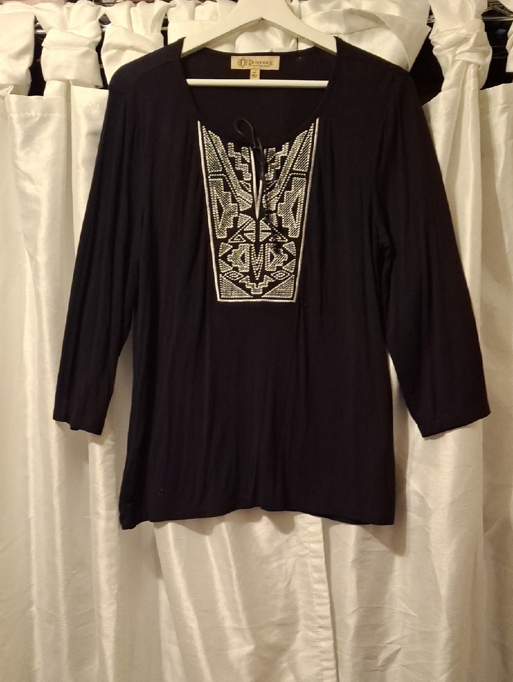 Democracy Black Tunic with Silver Embellished Front Panel